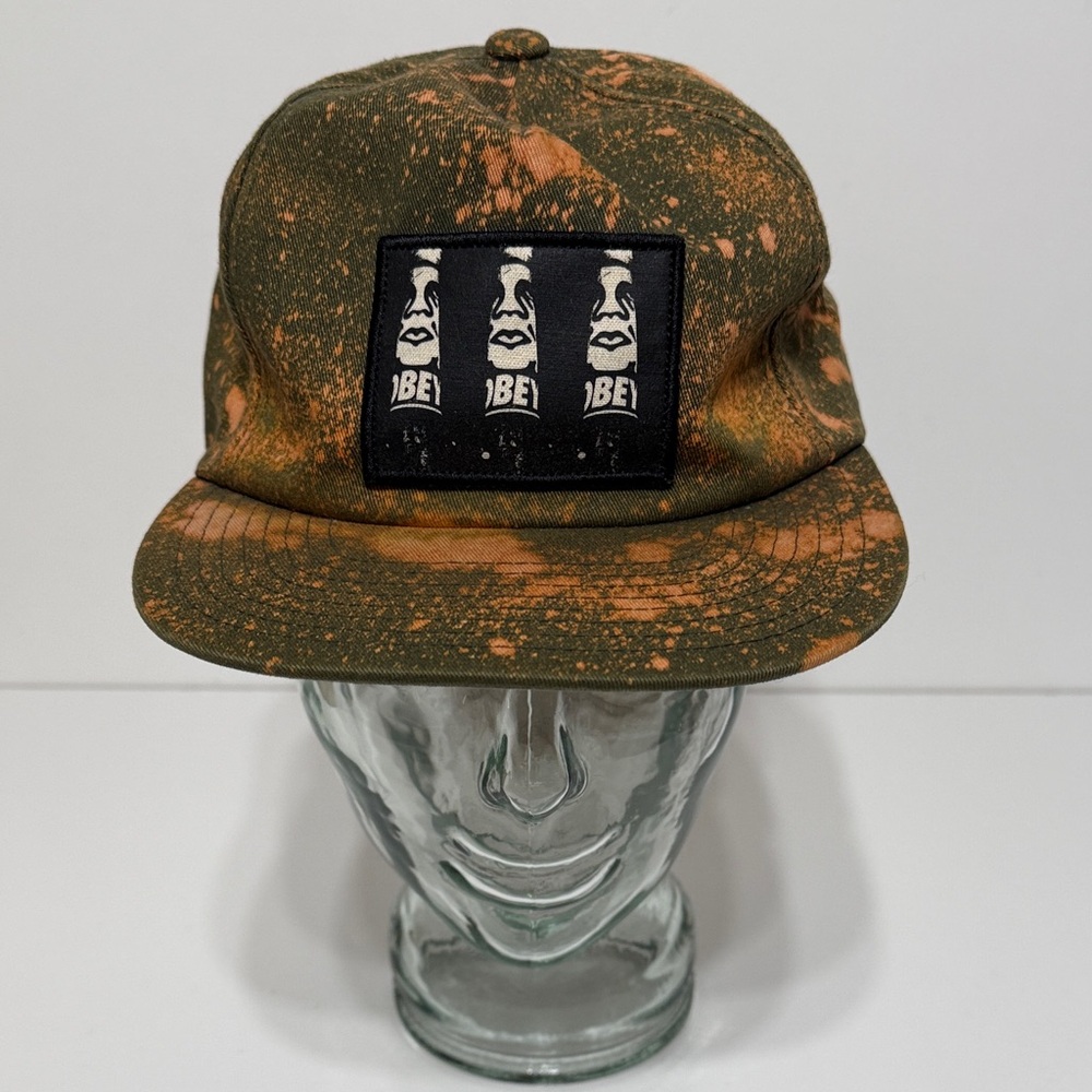 OBEY (Shepard Fairey) Orange and Green Bleach Splattered Hat
